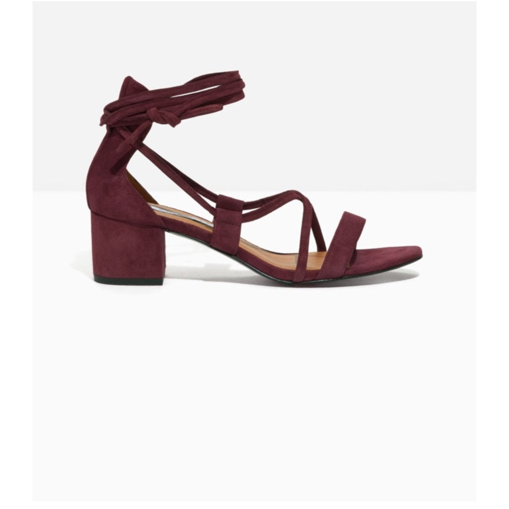 &other stories burgundy lace up salndals - Picture 1 of 5